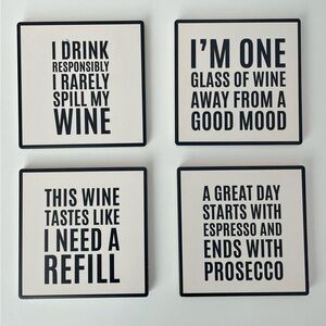 NWT American Atelier Wine Sentiments Set of 4 Ceramic Coasters
